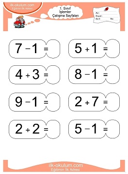 Çocuklar İçin toplam işlemi yaprak testleri 